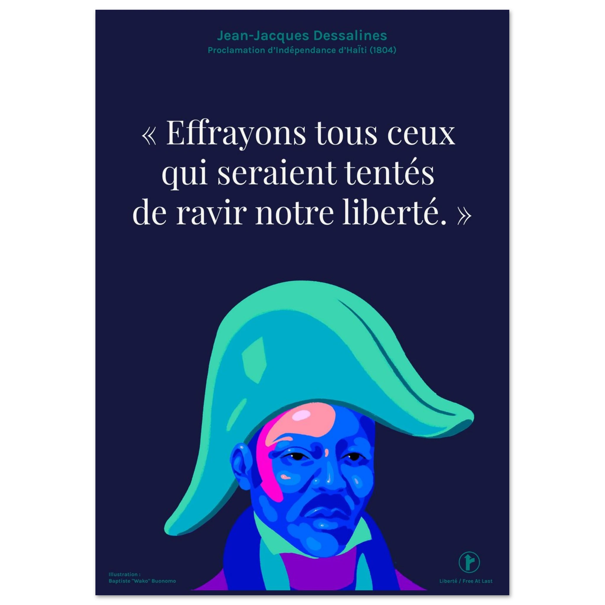 Affiche murale Routes de Jean-Jacques Dessalines en version bleu marine