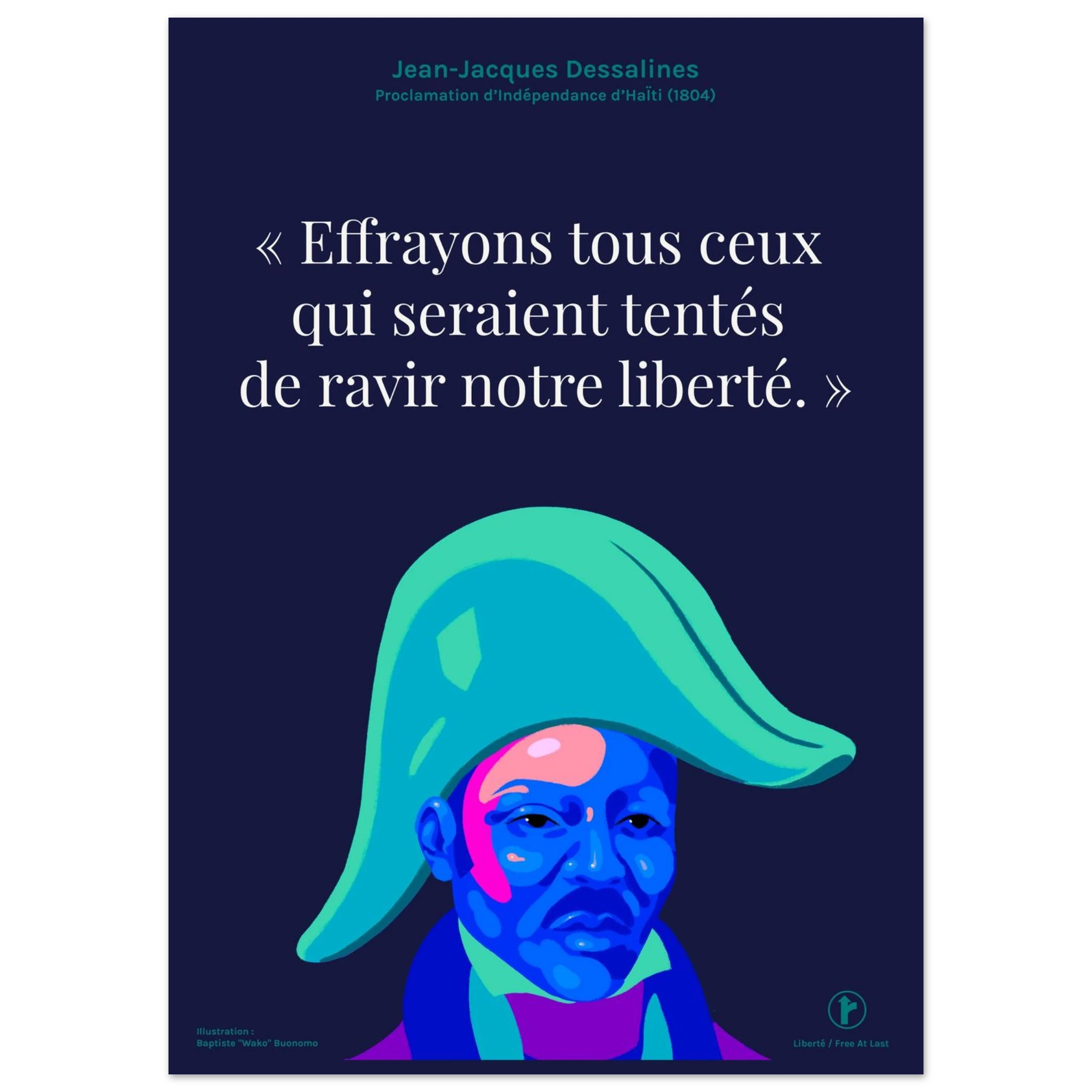 Affiche murale Routes de Jean-Jacques Dessalines en version bleu marine