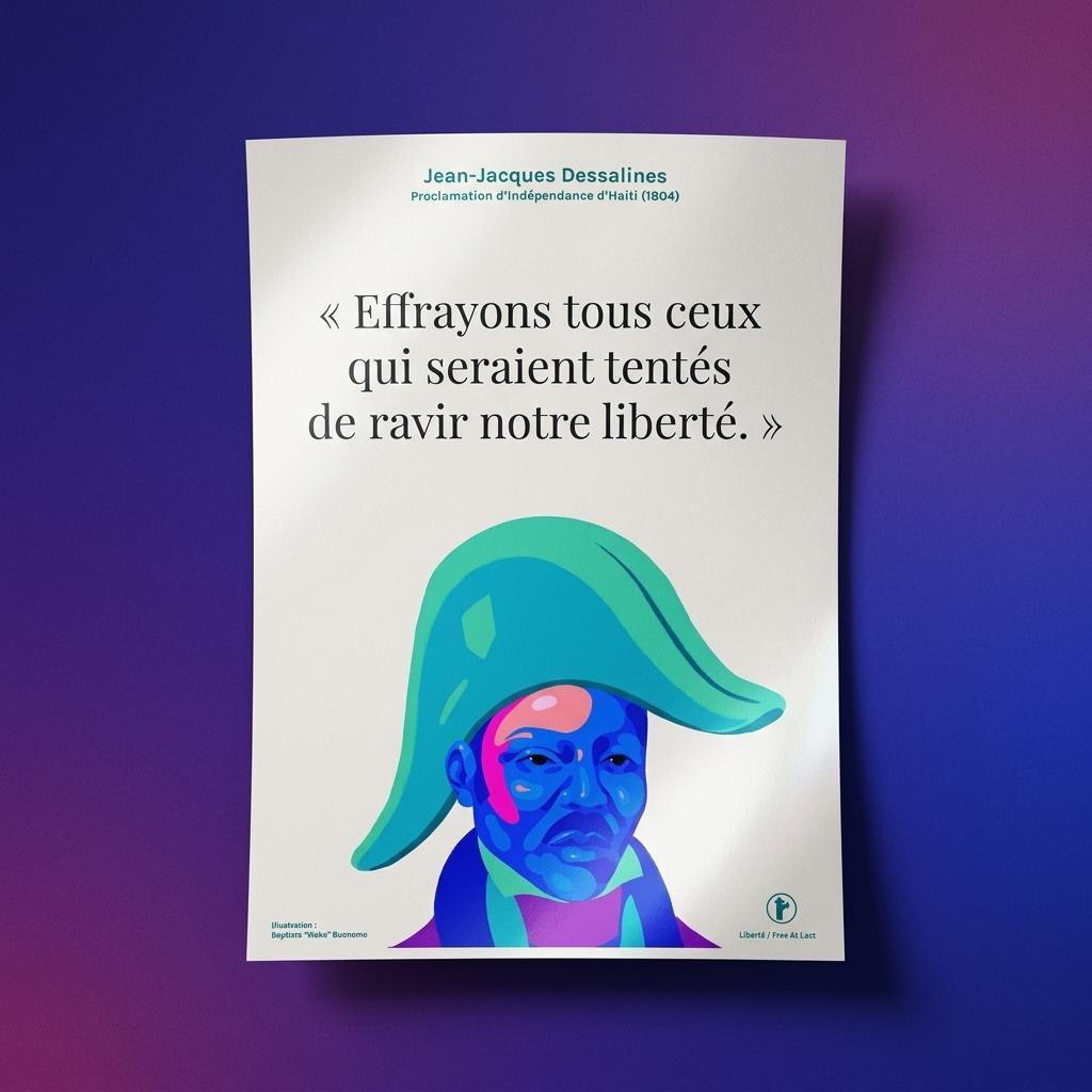 Affiche murale Jean Jacques Dessalines sur un fond dégradé de couleurs